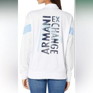 Armani Exchange Women's 80's Stripe Full Zip Sweatshirt with Logo Back